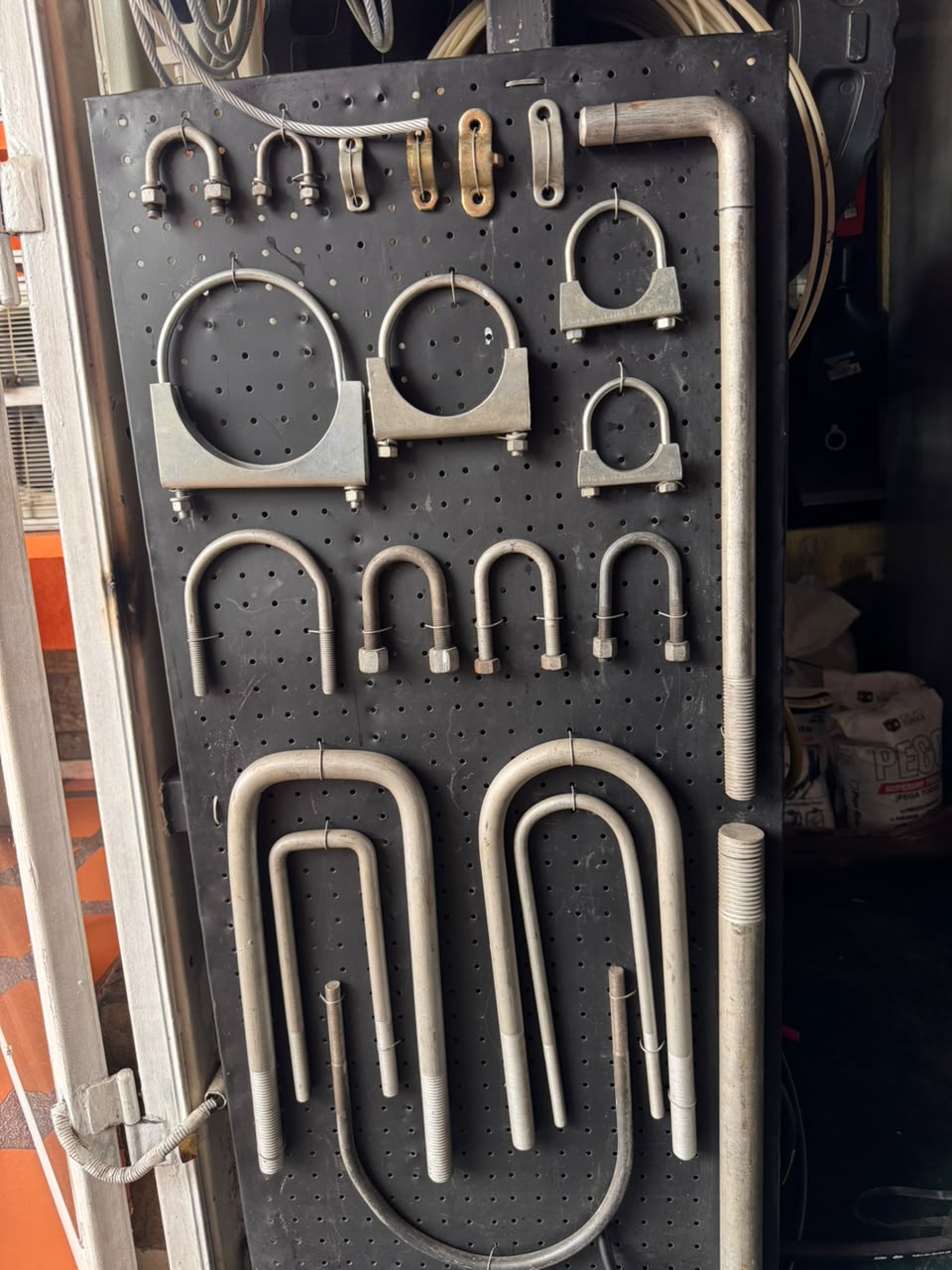U-bolts and clamps display at Ferrearca, El Tigre